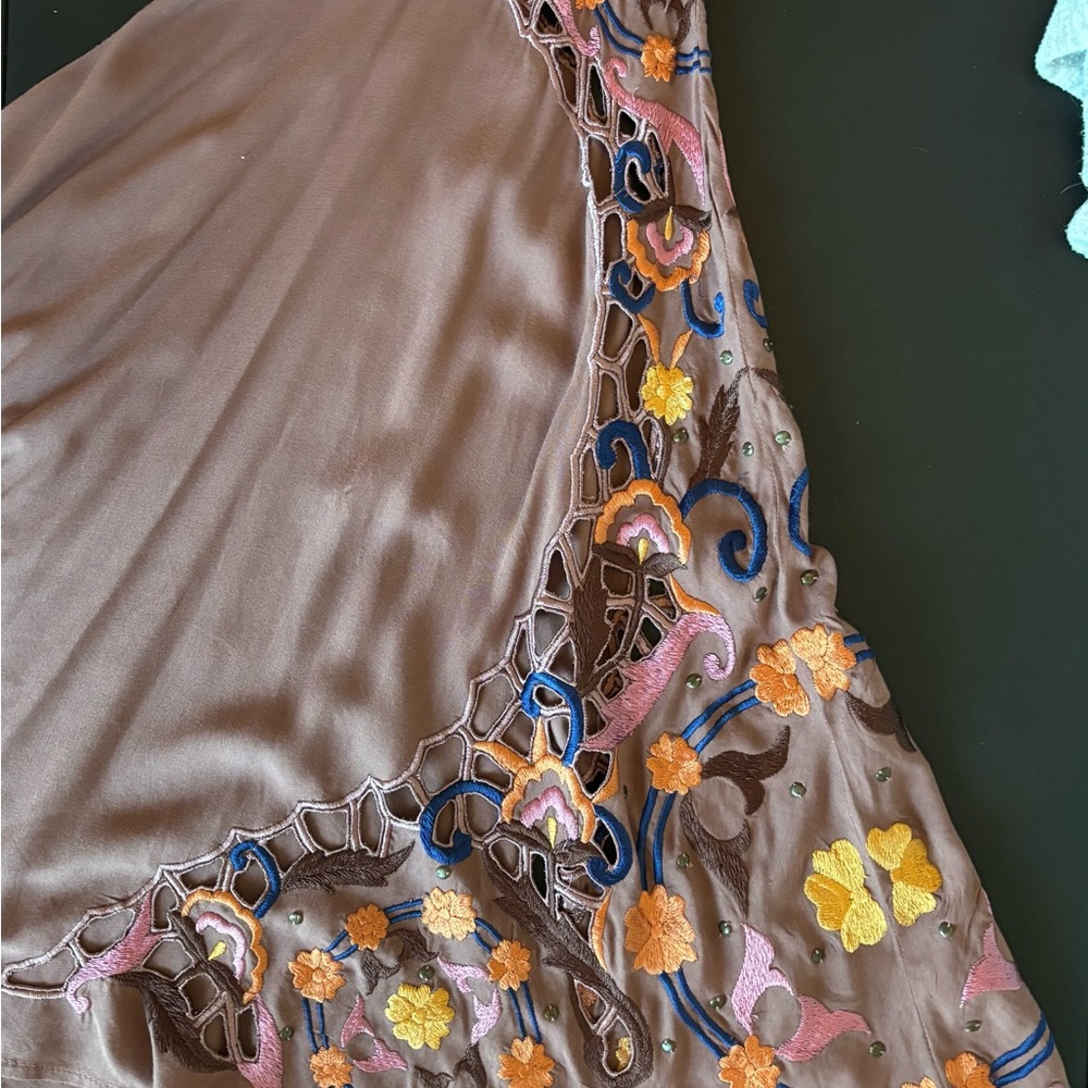 Embroidered Brown Jumpsuit